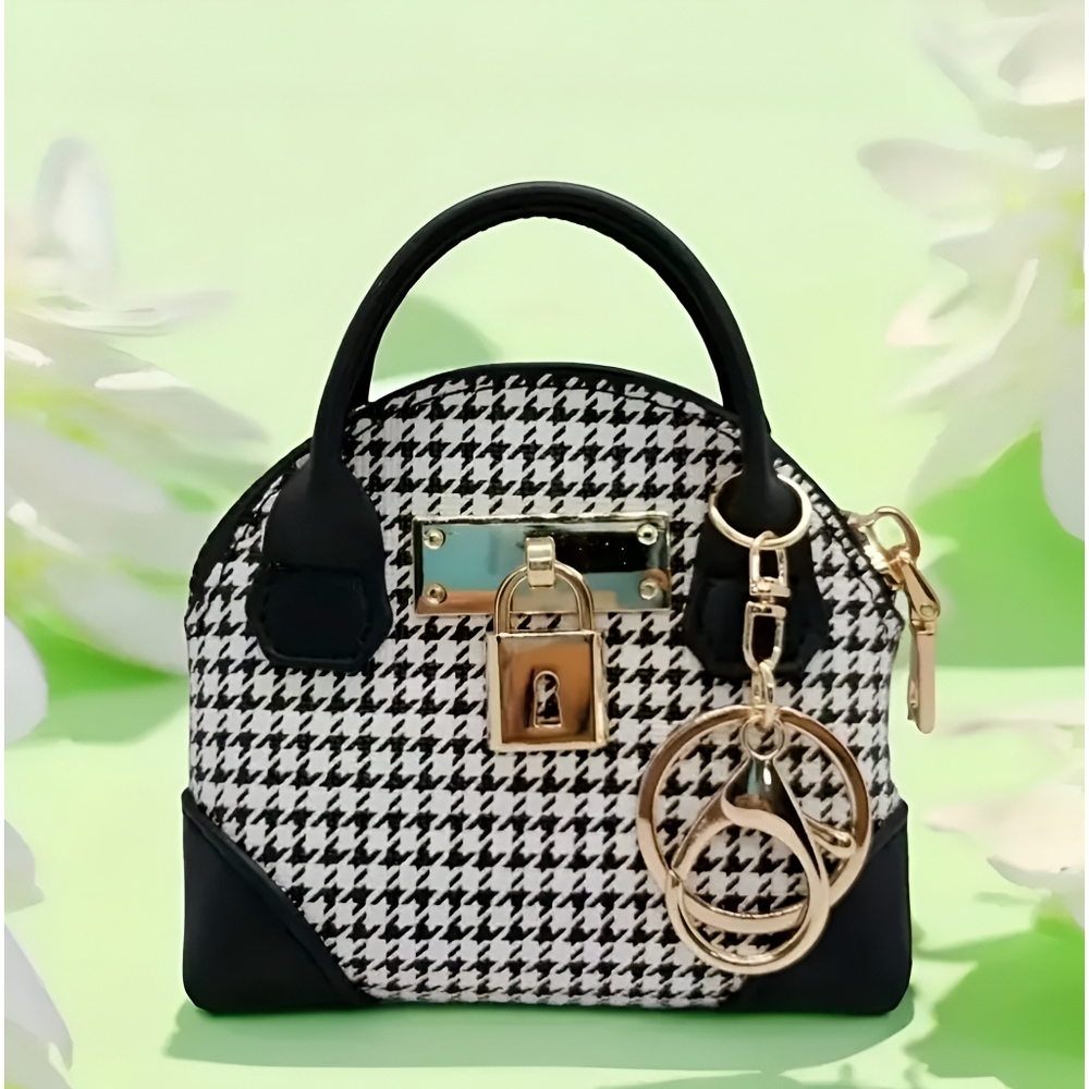 Adorable Houndstooth 'handbag' coin purse keychain, plus other styles..Now $10!